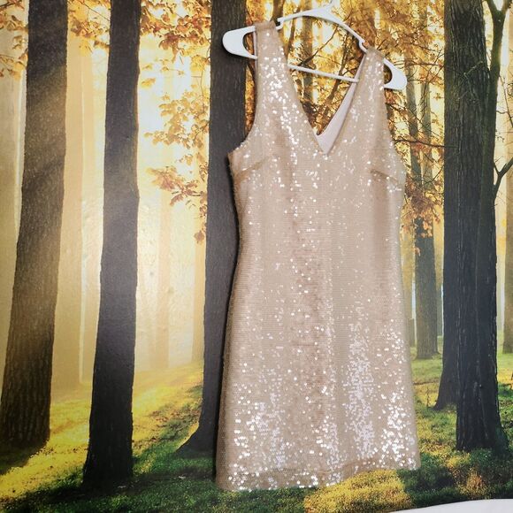 Women's Mini A-Line Dress A New Day Cream Sequin XS Dancing Club Wear - Picture 2 of 9